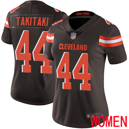 Cleveland Browns Sione Takitaki Women Brown Limited Jersey #44 NFL Football Home Vapor Untouchable
